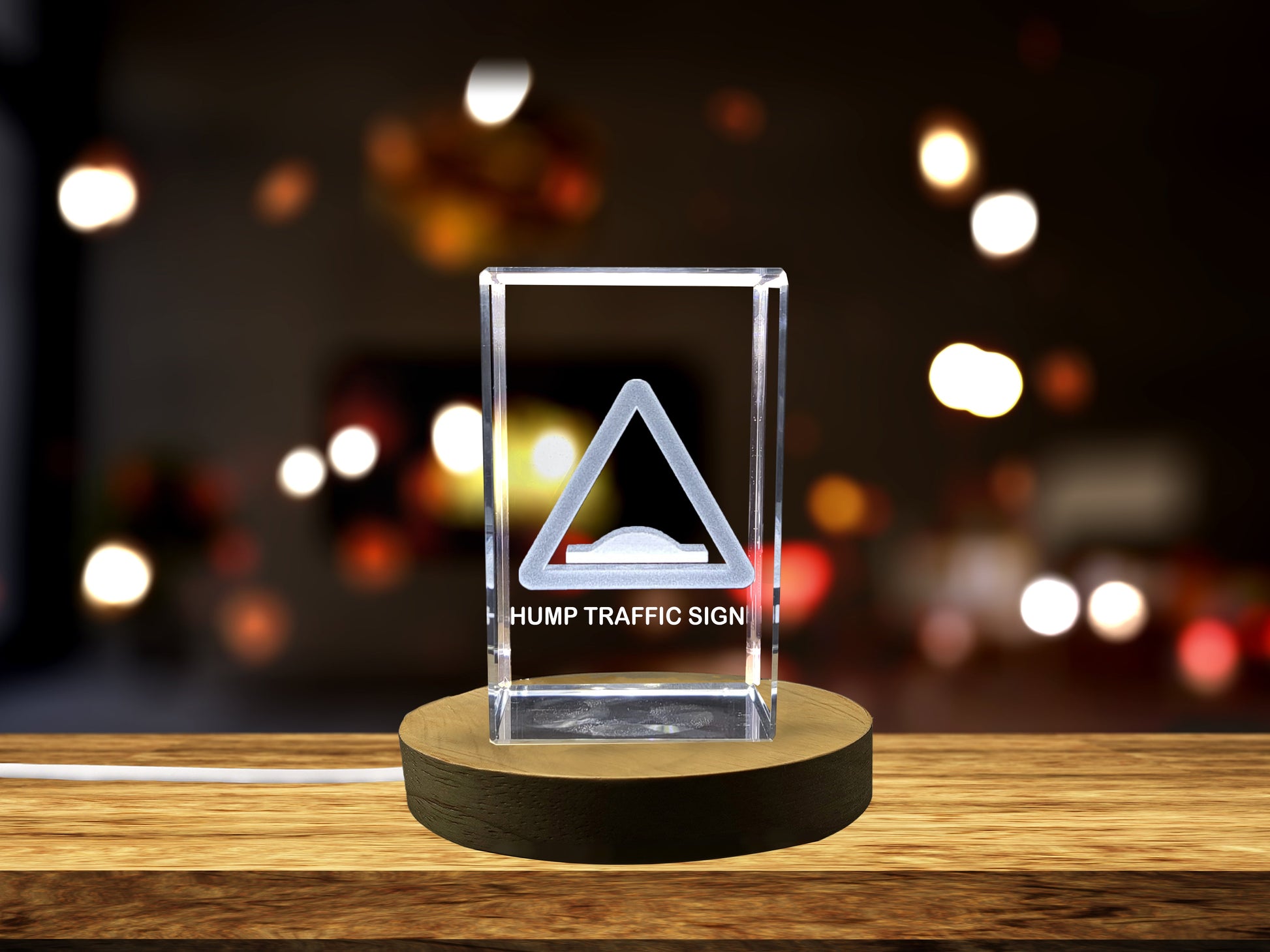 High-Quality Photo Printing & Personalized Gifts - Navigating the Terrain | 3D Engraved Crystal Sculpture of 'Hump' Traffic Sign | FreezePIX