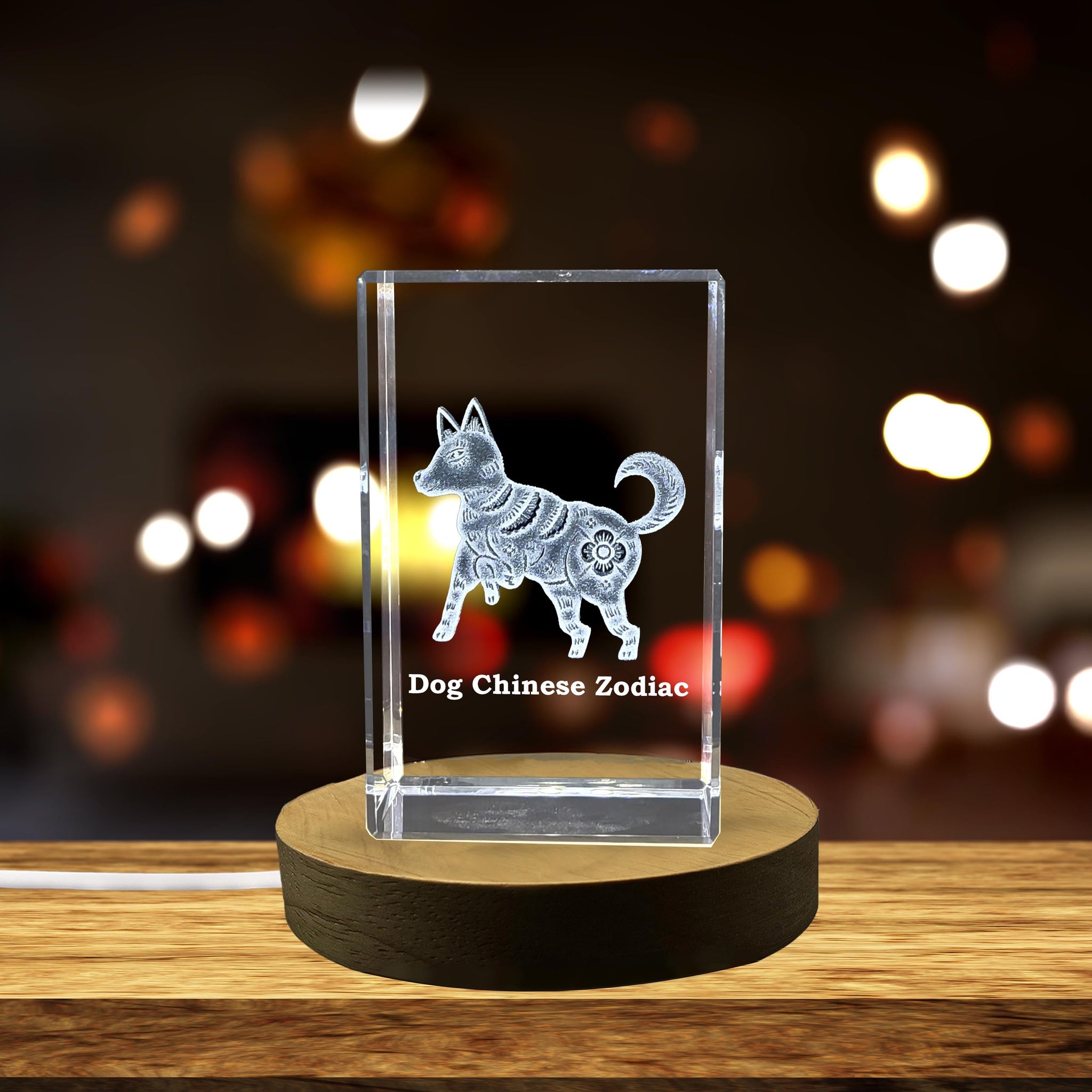 High-Quality Photo Printing & Personalized Gifts - Dog Zodiac Crystal with Beautifully Carved 3D Chinese Symbols | Loyal Dog Birth Year Gift | FreezePIX