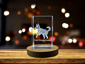 High-Quality Photo Printing & Personalized Gifts - Dog Zodiac Crystal with Beautifully Carved 3D Chinese Symbols | Loyal Dog Birth Year Gift | FreezePIX