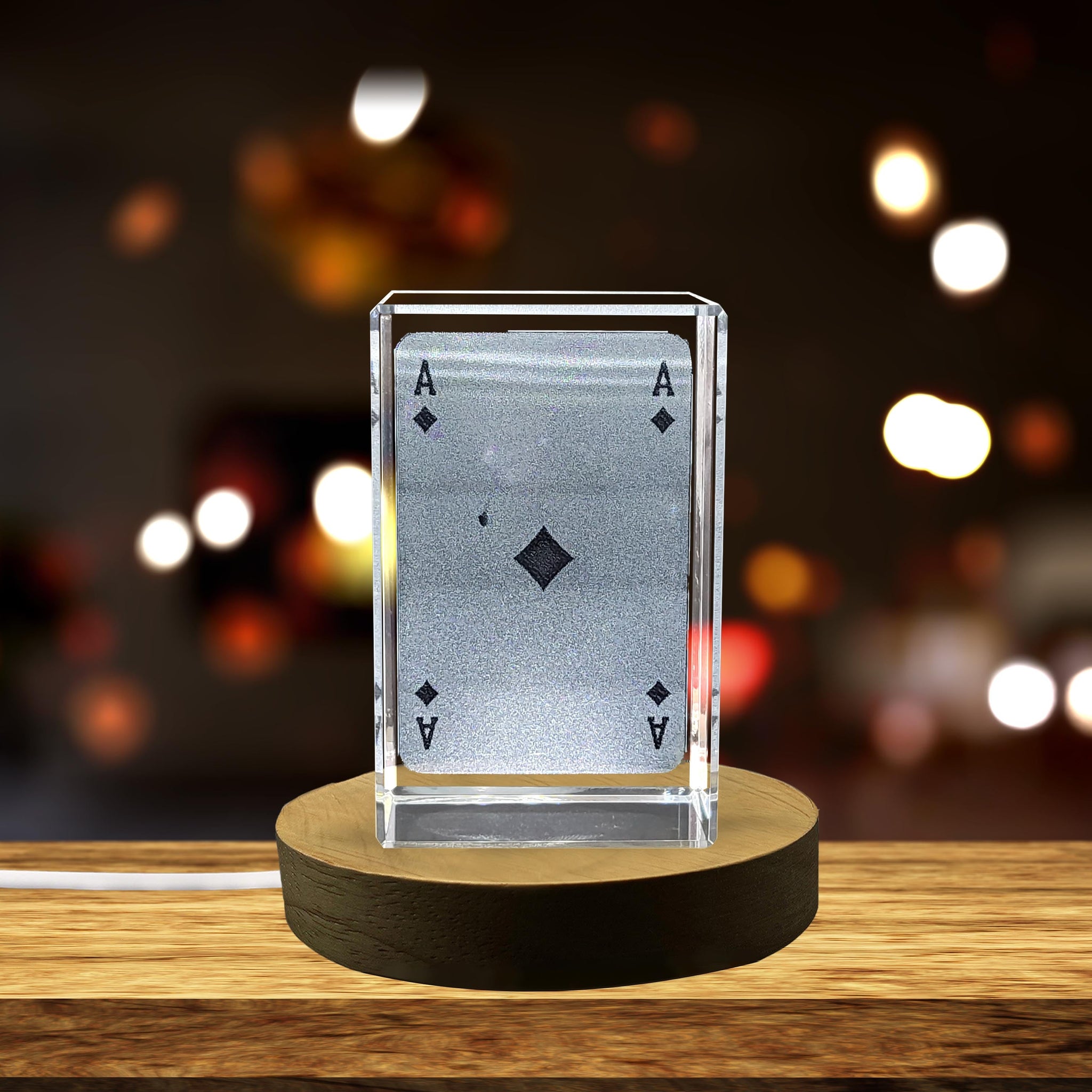 High-Quality Photo Printing & Personalized Gifts - Ace of Diamond Game Card - Exquisite 3D Engraved Crystal Collectible | FreezePIX
