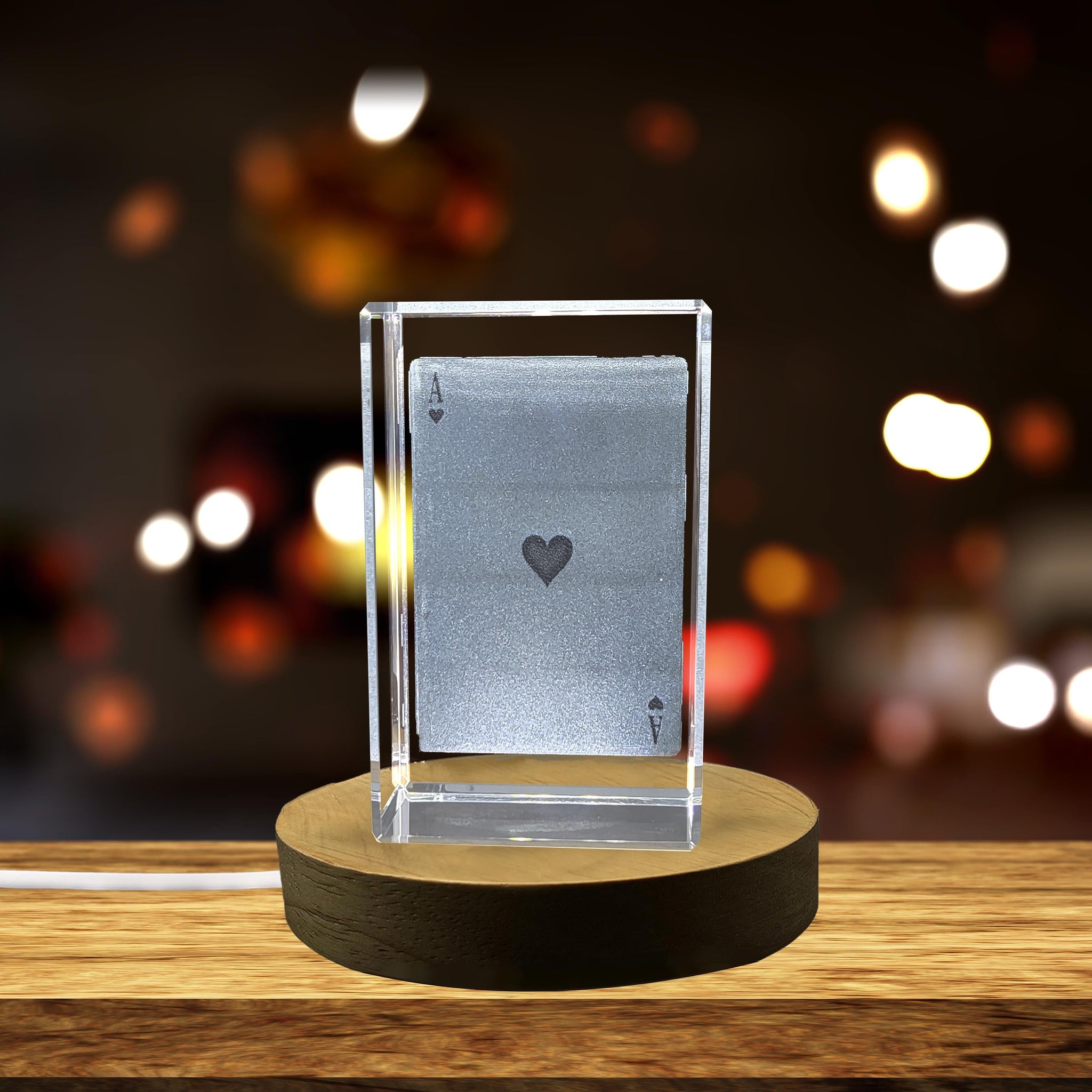High-Quality Photo Printing & Personalized Gifts - Ace of Hearts Game Card - Enchanting 3D Engraved Crystal Collectible | FreezePIX