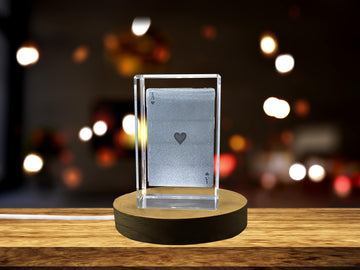 High-Quality Photo Printing & Personalized Gifts - Ace of Hearts Game Card - Enchanting 3D Engraved Crystal Collectible | FreezePIX