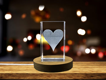High-Quality Photo Printing & Personalized Gifts - Heart Card Symbol Game Card - Enchanting 3D Engraved Crystal Collectible | FreezePIX