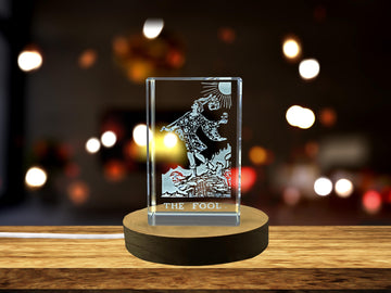 The Fool Tarot Symbol Precisely 3D Engraved crystal in Beautiful Crystal