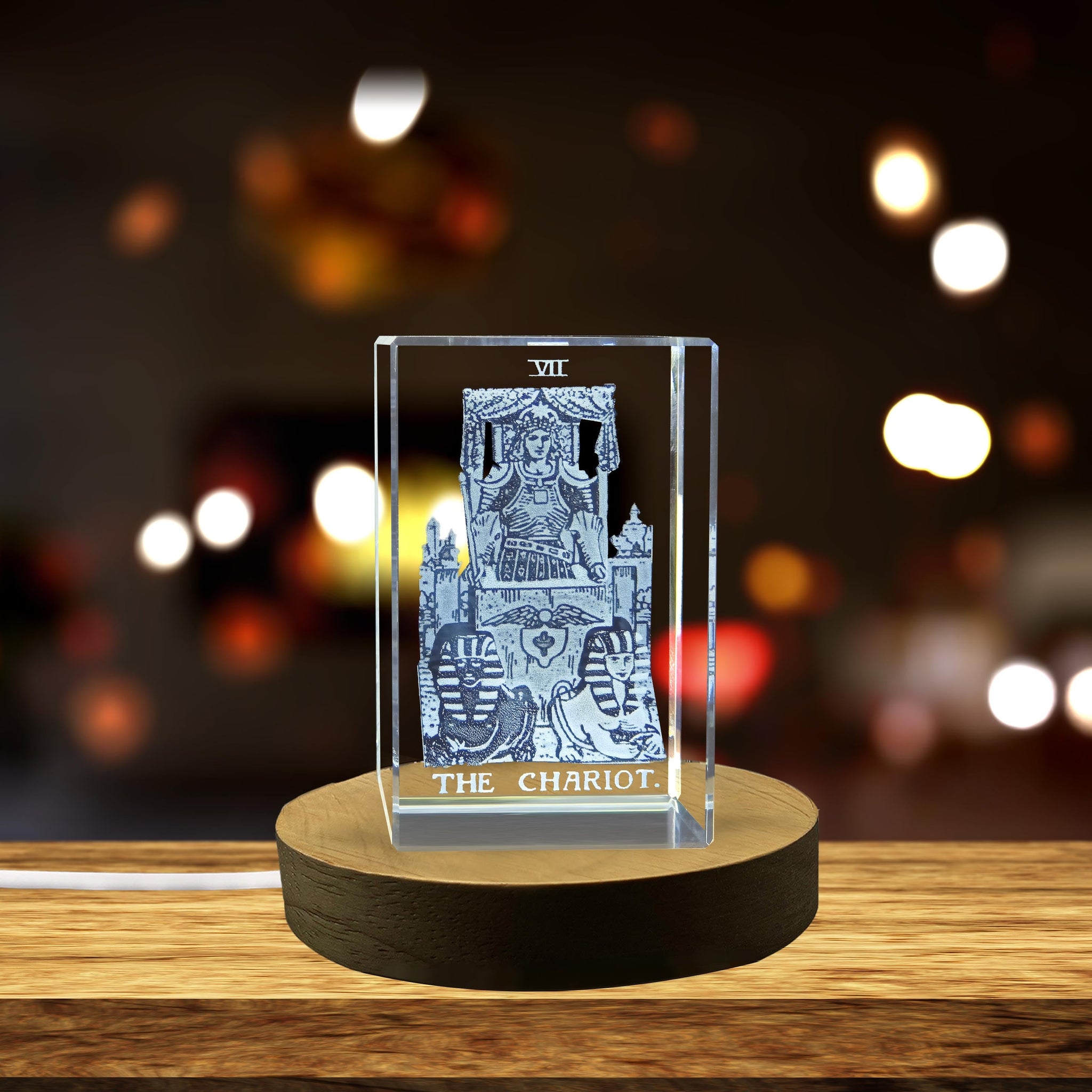 High-Quality Photo Printing & Personalized Gifts - The Chariot Tarot Symbol Masterfully Engraved in Crystal | FreezePIX