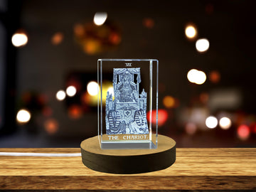 The Chariot Tarot Symbol Masterfully Engraved in Crystal