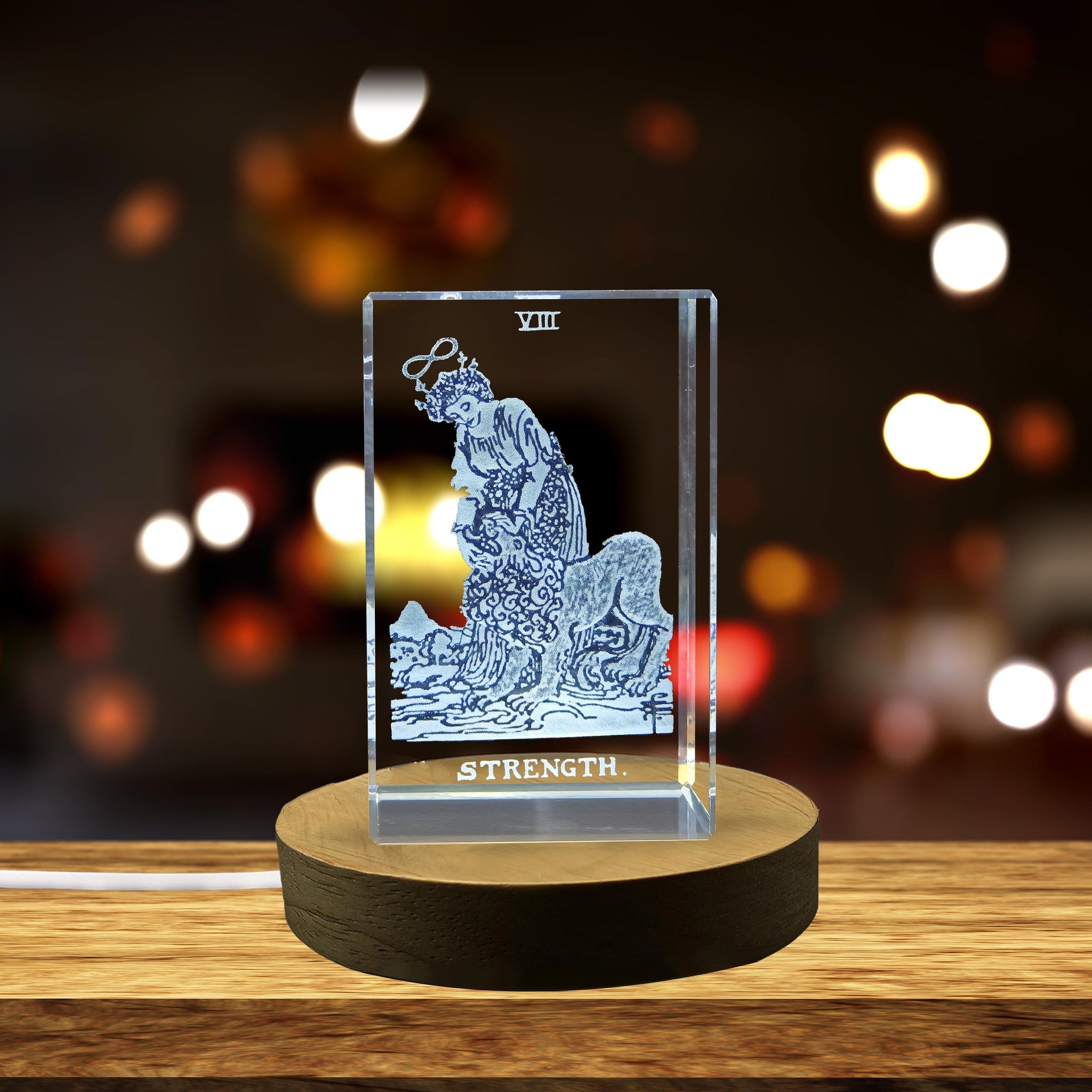 High-Quality Photo Printing & Personalized Gifts - Strength Tarot Symbol Masterfully Engraved in Crystal Gift | FreezePIX