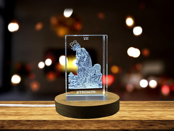 Strength Tarot Symbol Masterfully Engraved in Crystal Gift