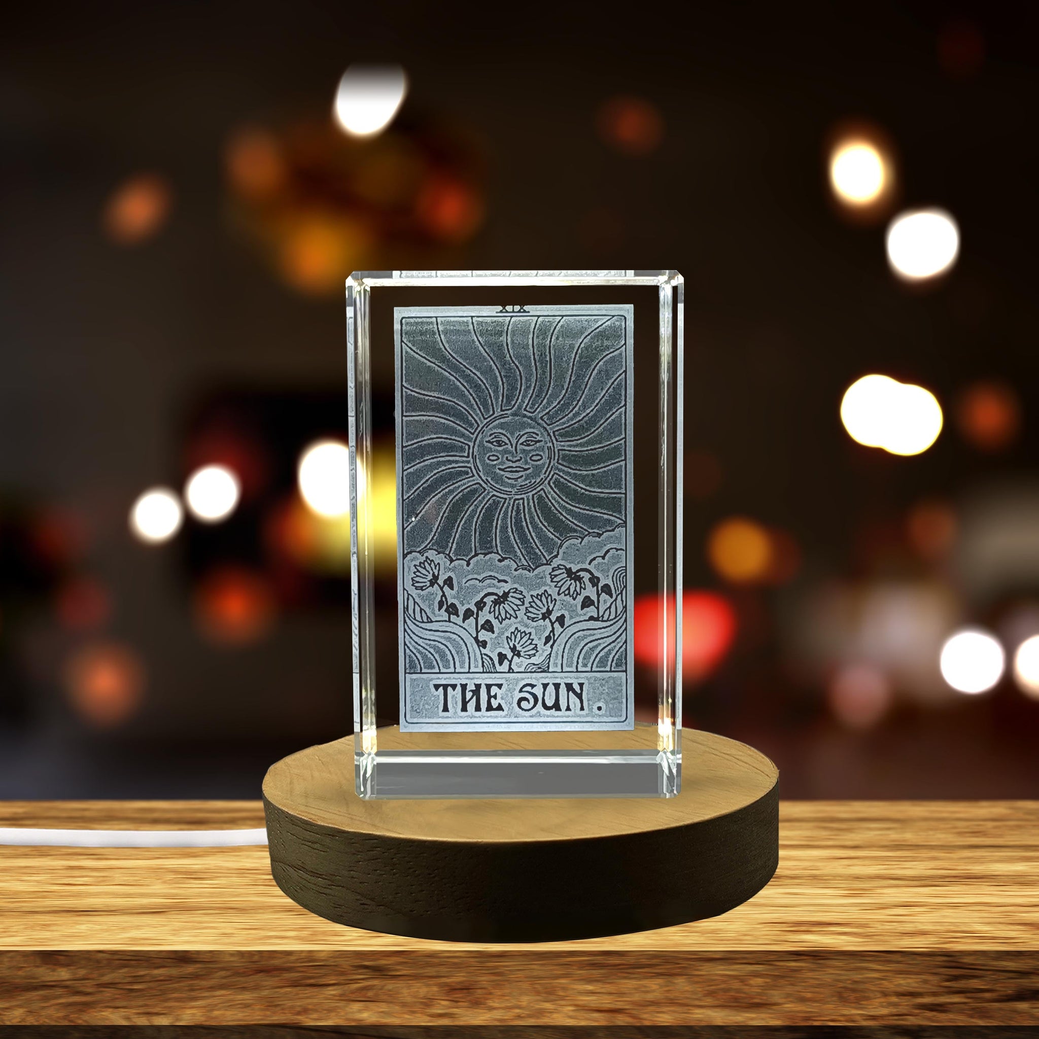 High-Quality Photo Printing & Personalized Gifts - 3D Engraved Crystal Sculpture with Sun Symbol | FreezePIX