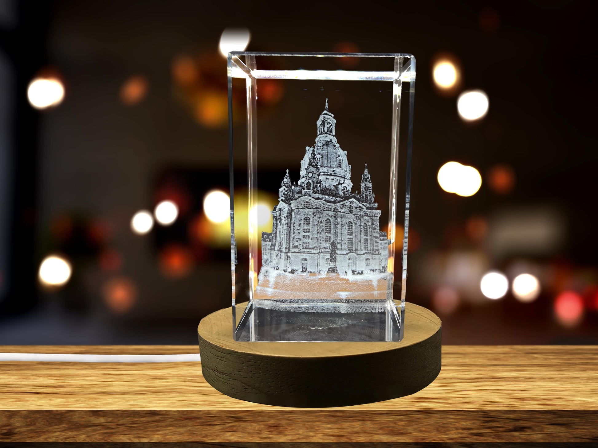 High-Quality Photo Printing & Personalized Gifts - Dresden Frauenkirche Architecture 3D Engraved Crystal Keepsake Souvenir | FreezePIX