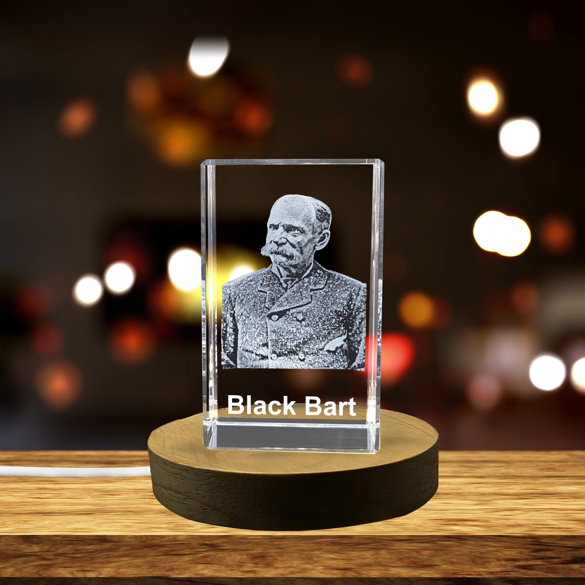 High-Quality Photo Printing & Personalized Gifts - Black Bart 3D Engraved Crystal - Capture the Spirit of the Gentleman Pirate | FreezePIX
