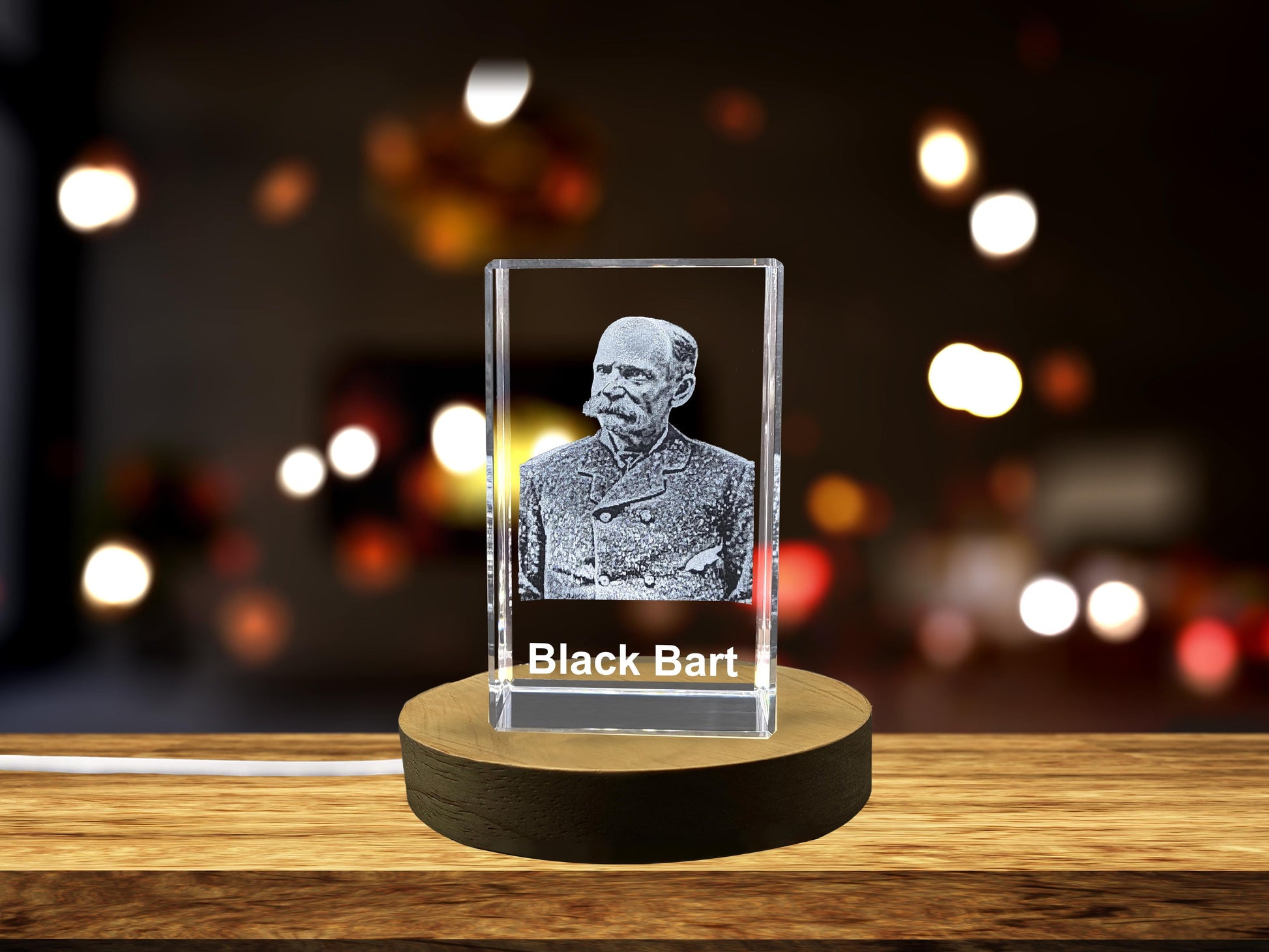 High-Quality Photo Printing & Personalized Gifts - Black Bart 3D Engraved Crystal - Capture the Spirit of the Gentleman Pirate | FreezePIX