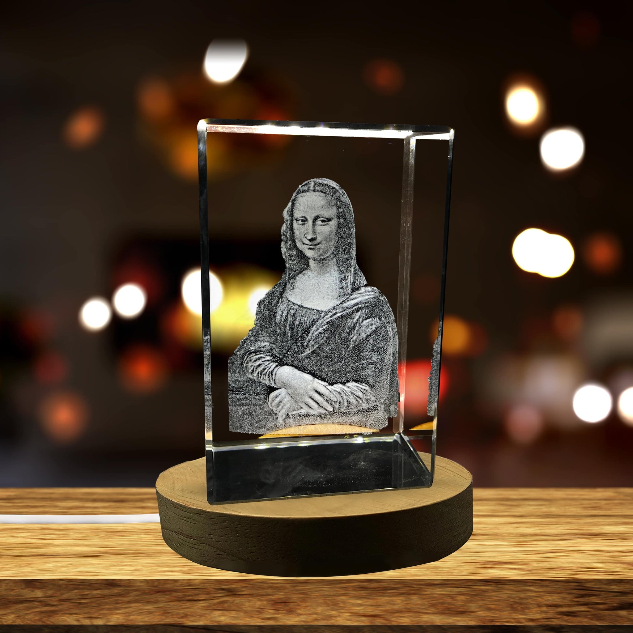 High-Quality Photo Printing & Personalized Gifts - Mona Lisa 3D Engraved Crystal Decor with LED Base - Made in Canada - Gift Box Included | FreezePIX