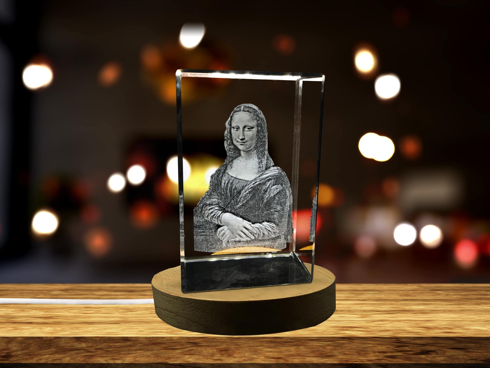 High-Quality Photo Printing & Personalized Gifts - Mona Lisa 3D Engraved Crystal Decor with LED Base - Made in Canada - Gift Box Included | FreezePIX