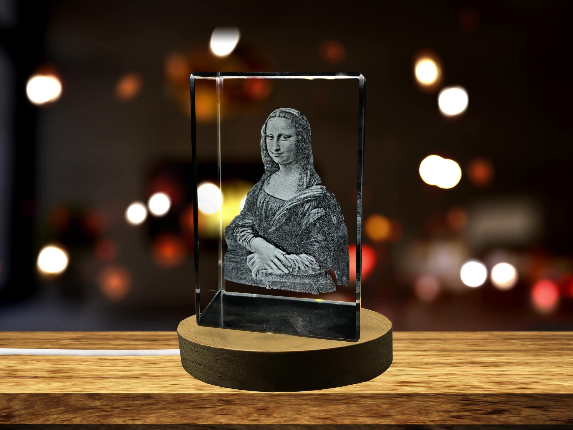High-Quality Photo Printing & Personalized Gifts - Mona Lisa 3D Engraved Crystal Decor with LED Base - Made in Canada - Gift Box Included | FreezePIX