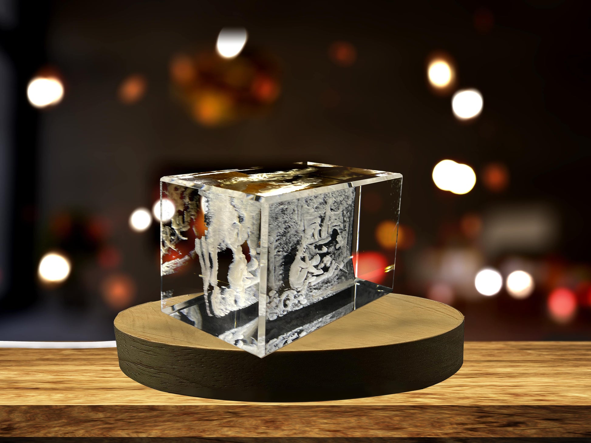 High-Quality Photo Printing & Personalized Gifts - Le Dejeuner sur l'Herbe 3D Engraved Crystal Decor with LED Base Light | FreezePIX