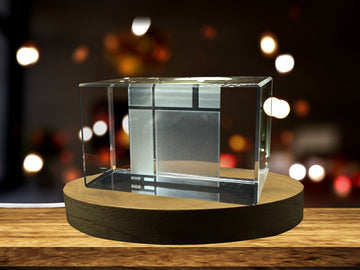 Composition with Red Blue and Yellow Small 3D Engraved Crystal Decor
