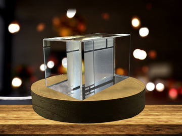 Composition with Red Blue and Yellow Small 3D Engraved Crystal Decor
