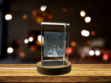 Las Meninas 3D Engraved Crystal Decor with LED Base Light