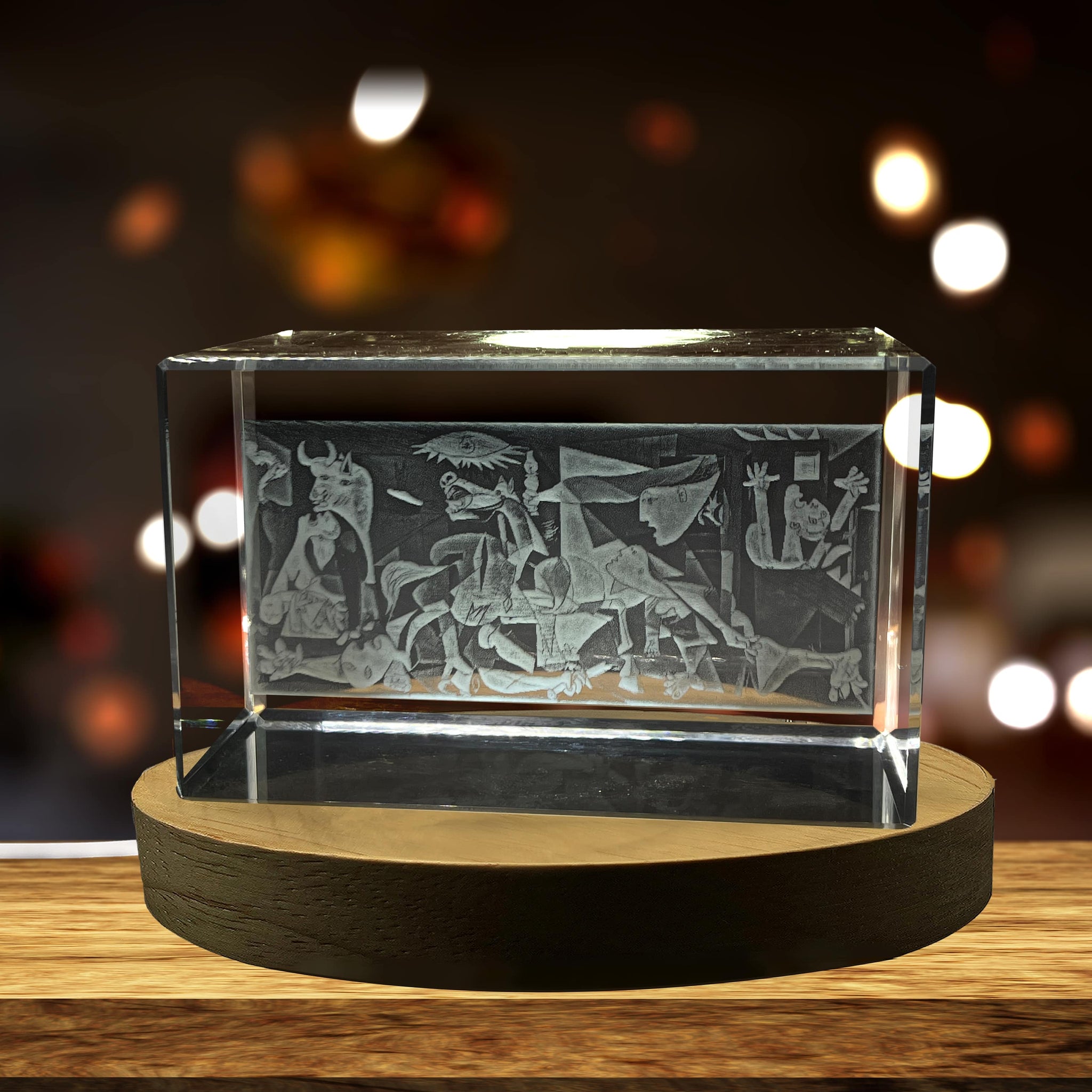 High-Quality Photo Printing & Personalized Gifts - Guernica 3D Engraved Crystal Decor with LED Base Light - Premium Art Collection Gift | FreezePIX
