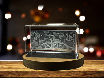 Guernica 3D Engraved Crystal Decor with LED Base Light - Premium Art Collection Gift