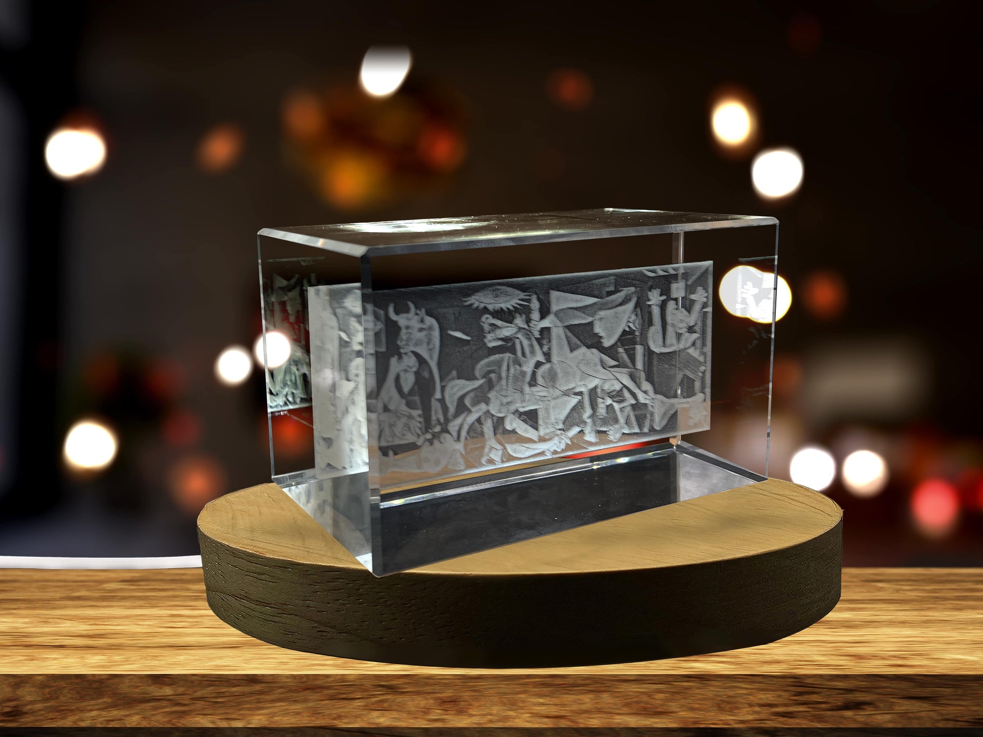 High-Quality Photo Printing & Personalized Gifts - Guernica 3D Engraved Crystal Decor with LED Base Light - Premium Art Collection Gift | FreezePIX