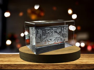 Guernica 3D Engraved Crystal Decor with LED Base Light - Premium Art Collection Gift