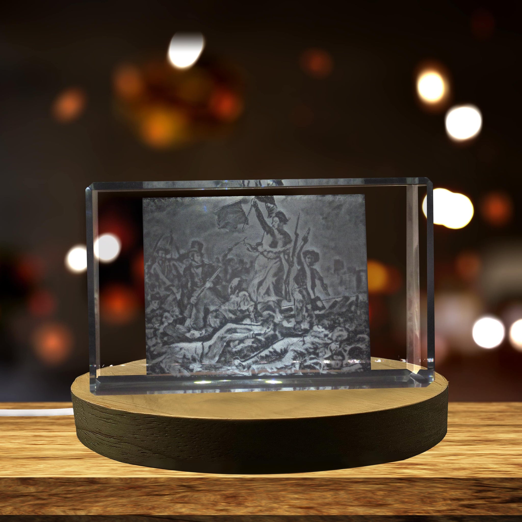 High-Quality Photo Printing & Personalized Gifts - Liberty Leading the People 3D Engraved Crystal Decor | FreezePIX