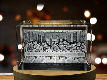 The Last Supper 3D Engraved Crystal Decor with LED Base Light - Made in Canada