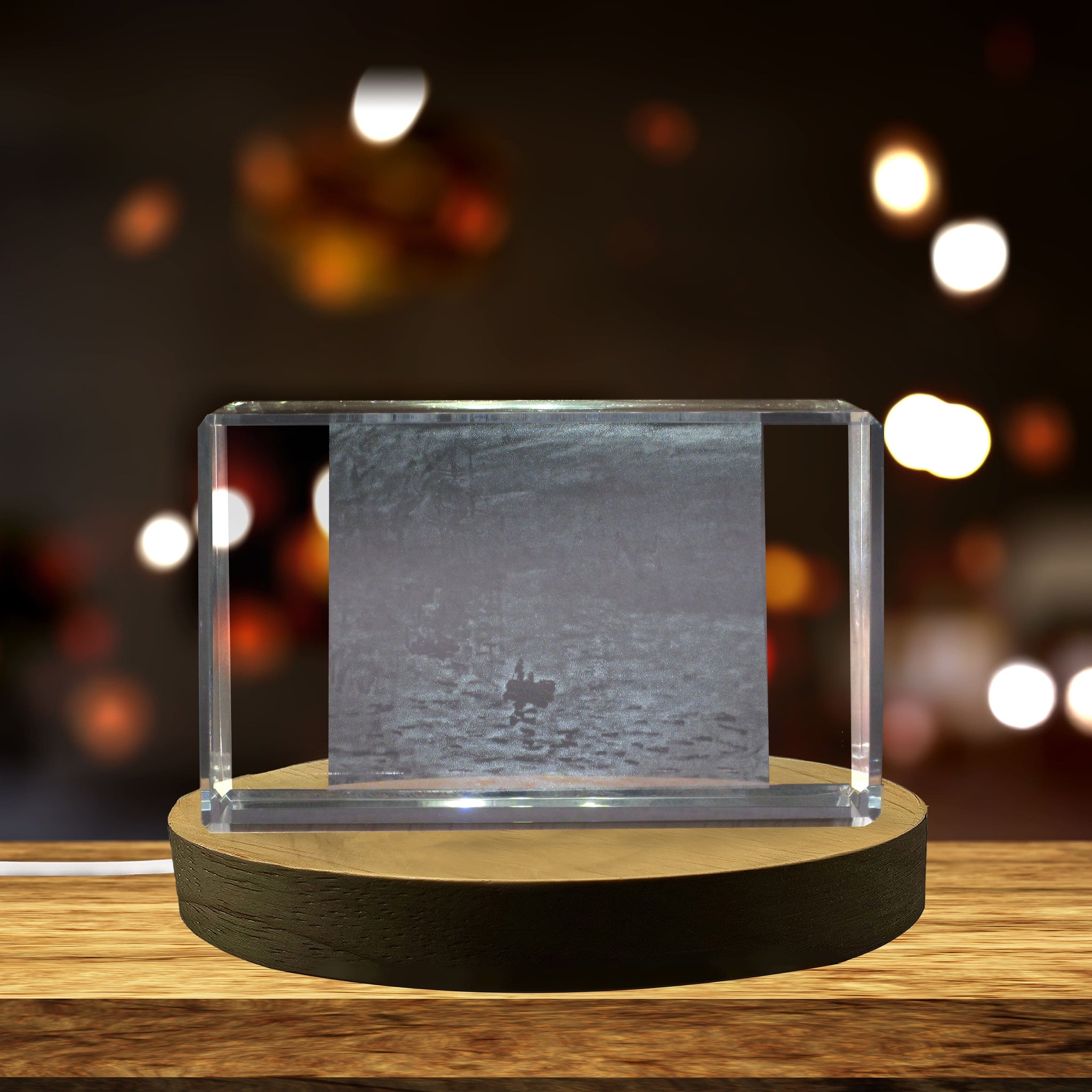 High-Quality Photo Printing & Personalized Gifts - Impression, Sunrise 3D Engraved Crystal Decor with LED Base Light | FreezePIX