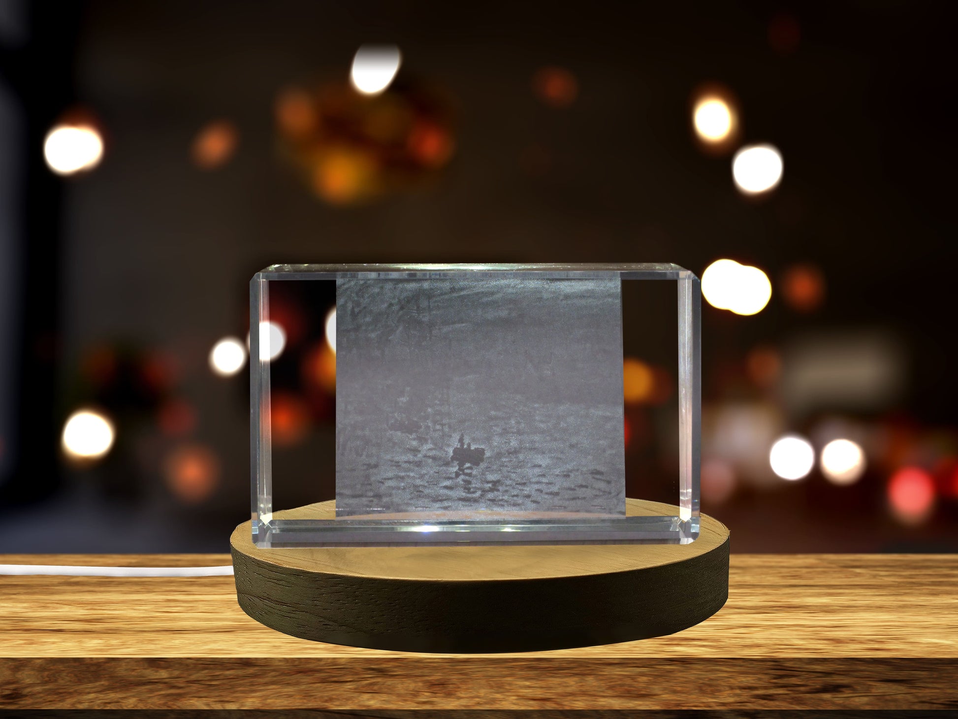 High-Quality Photo Printing & Personalized Gifts - Impression, Sunrise 3D Engraved Crystal Decor with LED Base Light | FreezePIX