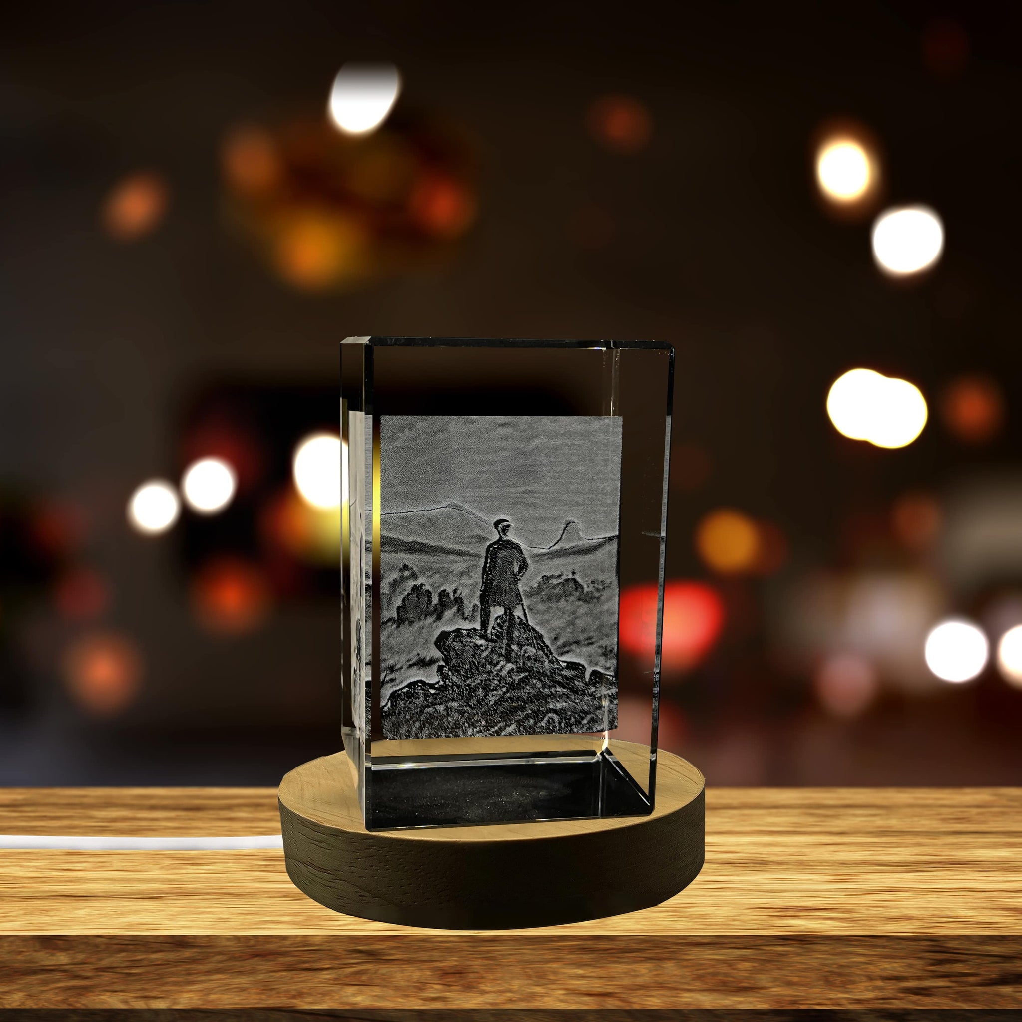 High-Quality Photo Printing & Personalized Gifts - Wanderer above the Sea of Fog 3D Engraved Crystal Art - Unique Home Decor and Gift | FreezePIX