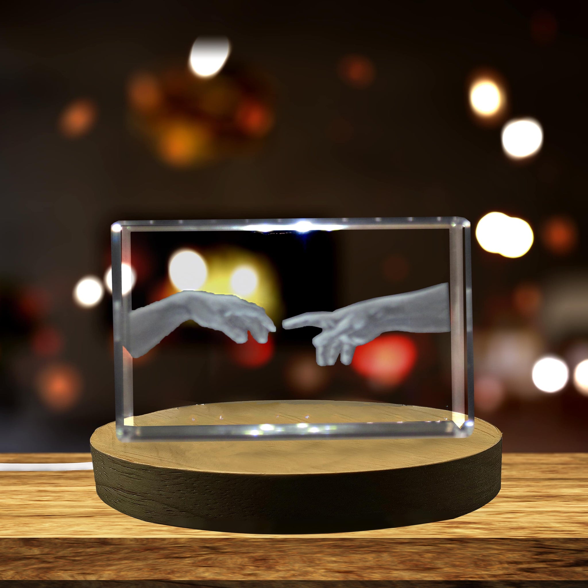 High-Quality Photo Printing & Personalized Gifts - Hand of God and Adam Michelangelo 3D Engraved Crystal 3D Engraved Crystal Keepsake/Gift/Decor/Collectible/Souvenir | FreezePIX