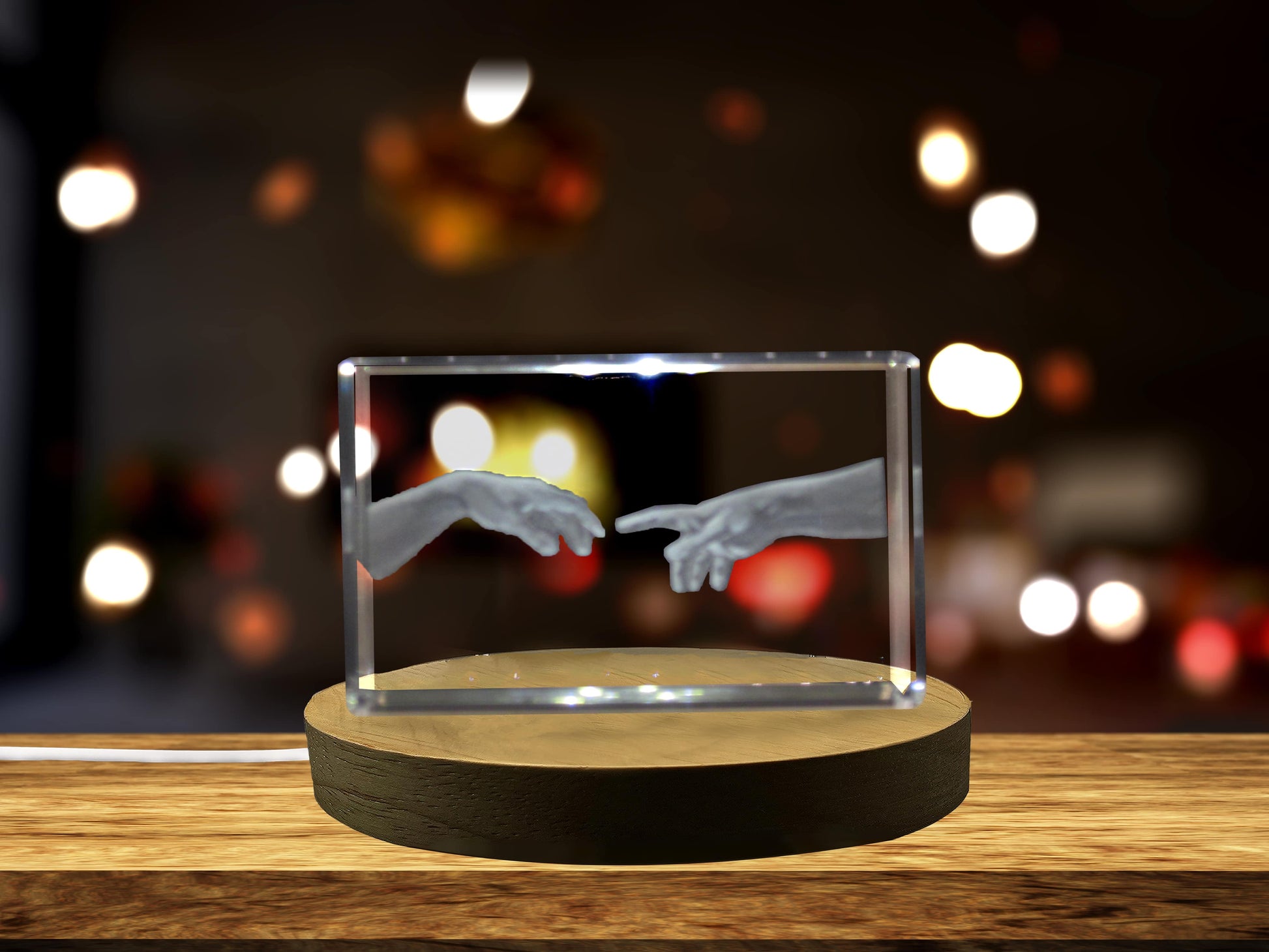 High-Quality Photo Printing & Personalized Gifts - Hand of God and Adam Michelangelo 3D Engraved Crystal 3D Engraved Crystal Keepsake/Gift/Decor/Collectible/Souvenir | FreezePIX