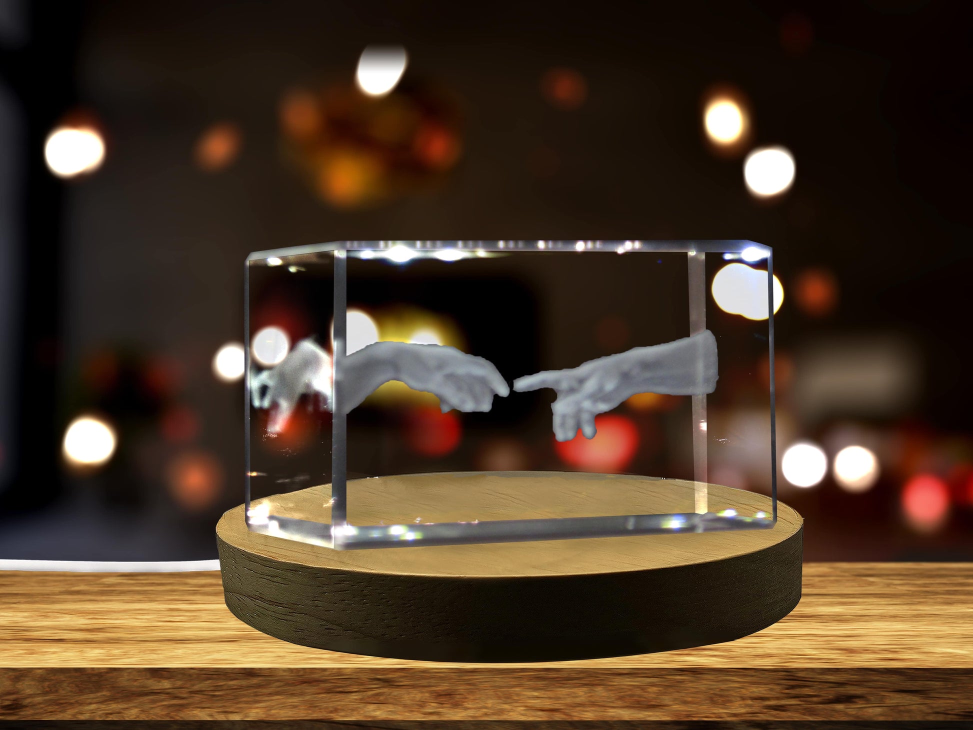 High-Quality Photo Printing & Personalized Gifts - Hand of God and Adam Michelangelo 3D Engraved Crystal 3D Engraved Crystal Keepsake/Gift/Decor/Collectible/Souvenir | FreezePIX