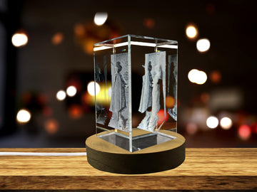 The Arnolfini Portrait 3D Engraved Crystal Decor with LED Base Light
