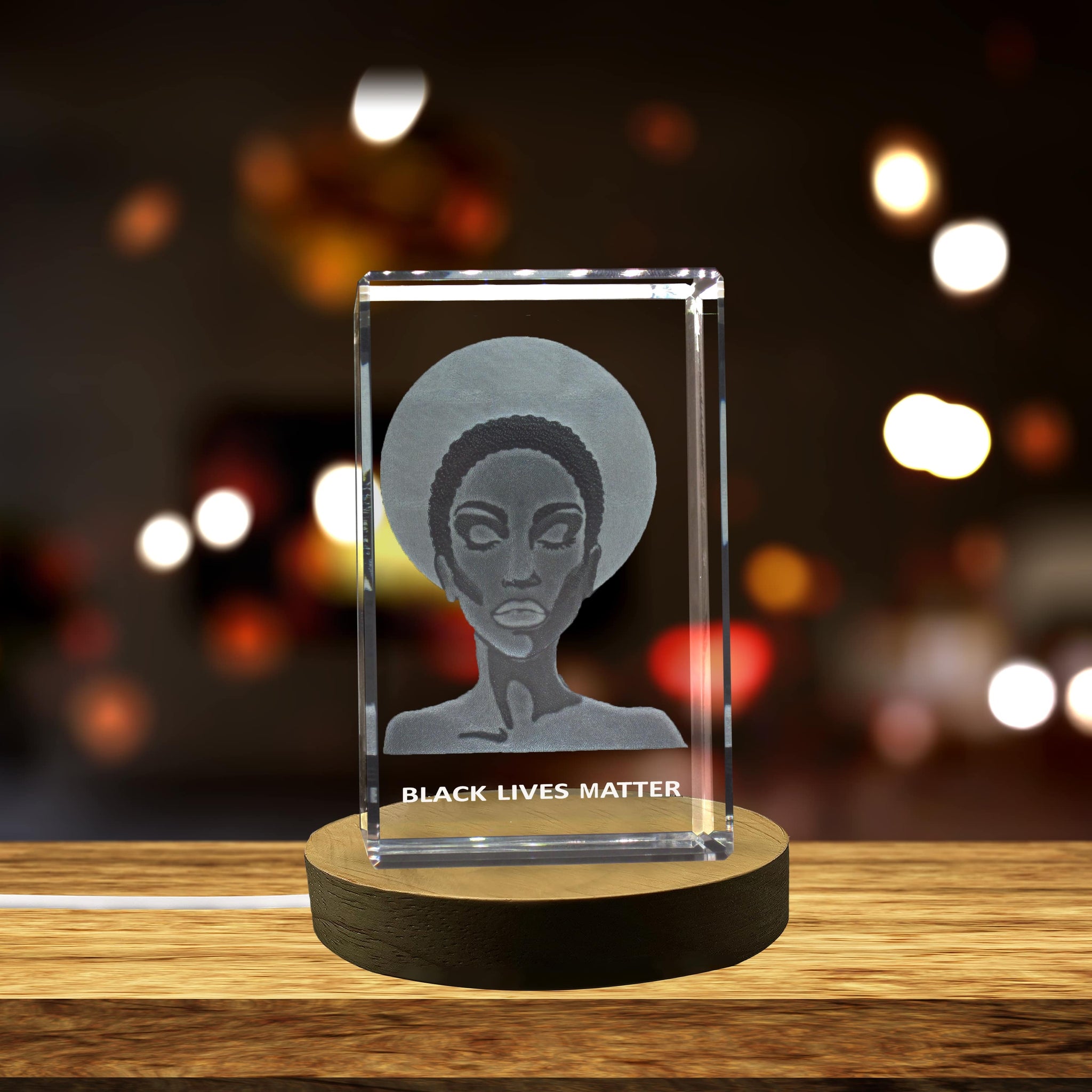High-Quality Photo Printing & Personalized Gifts - African American Woman against Racism 3D Engraved Crystal Keepsake | FreezePIX