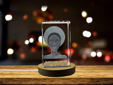 African American Woman against Racism 3D Engraved Crystal Keepsake