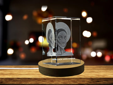 African American Woman against Racism 3D Engraved Crystal Keepsake