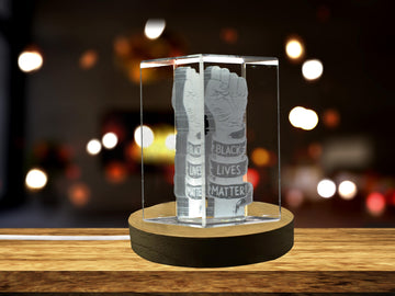 Raised Fist 3D Engraved Crystal 3D Engraved Crystal Keepsake/Gift/Decor/Collectible/Souvenir