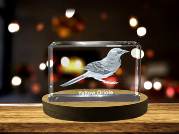 Yellow Oriole 3D Engraved Crystal 3D Engraved Crystal Keepsake/Gift/Decor/Collectible/Souvenir