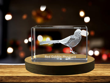 Red Golden Pheasant 3D Engraved Crystal 3D Engraved Crystal Keepsake/Gift/Decor/Collectible/Souvenir