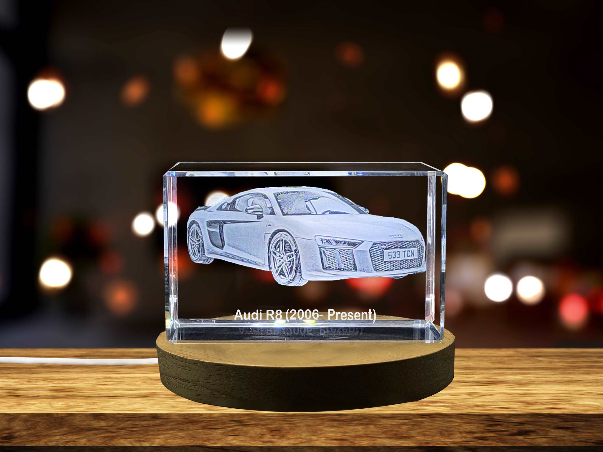 High-Quality Photo Printing & Personalized Gifts - Audi R8 (2006–Present) - A Supercar Masterpiece Immortalized in 3D Engraved Crystal | FreezePIX