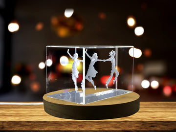 Tap Dancers 3D Engraved Crystal Pendant - Made-to-Order, High-Quality Glass