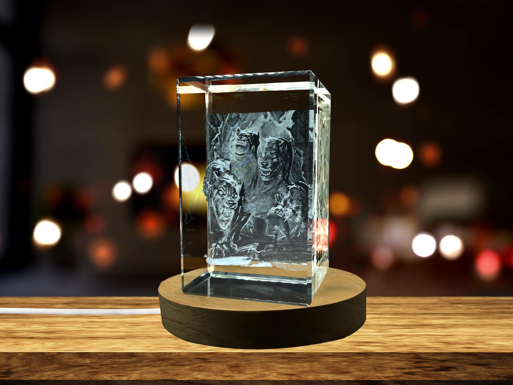 High-Quality Photo Printing & Personalized Gifts - Cerberus Art 3D Engraved Crystal Keepsake - Made in Canada | FreezePIX