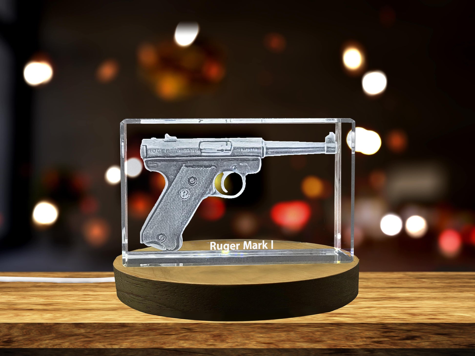 High-Quality Photo Printing & Personalized Gifts - Ruger Mark I .22 LR Pistol Design Laser Engraved Crystal Display | FreezePIX