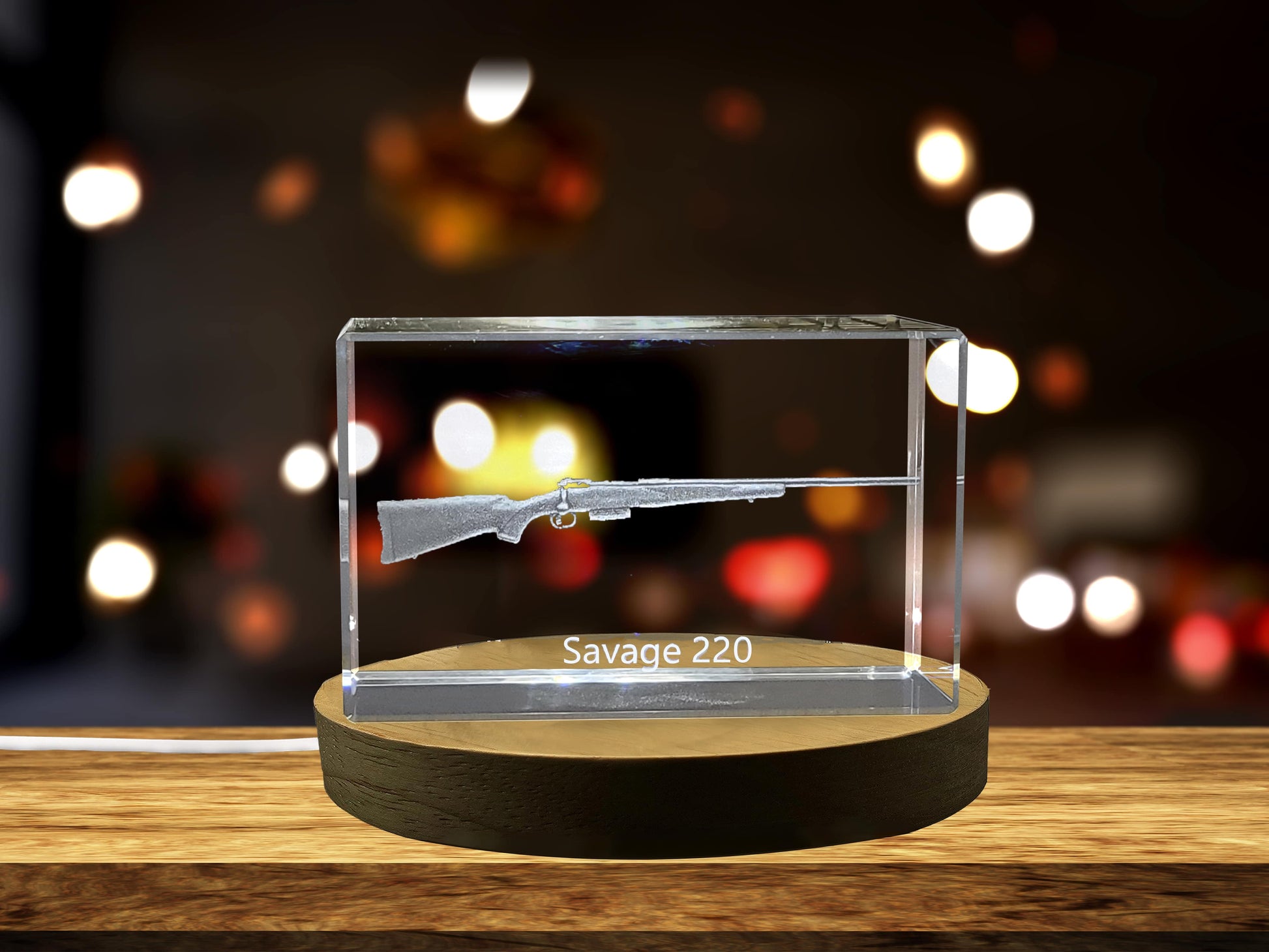 High-Quality Photo Printing & Personalized Gifts - Savage 220 Semi-Automatic Rifle Crystal Display - 3D Laser Engraved - Home Decor Gift | FreezePIX
