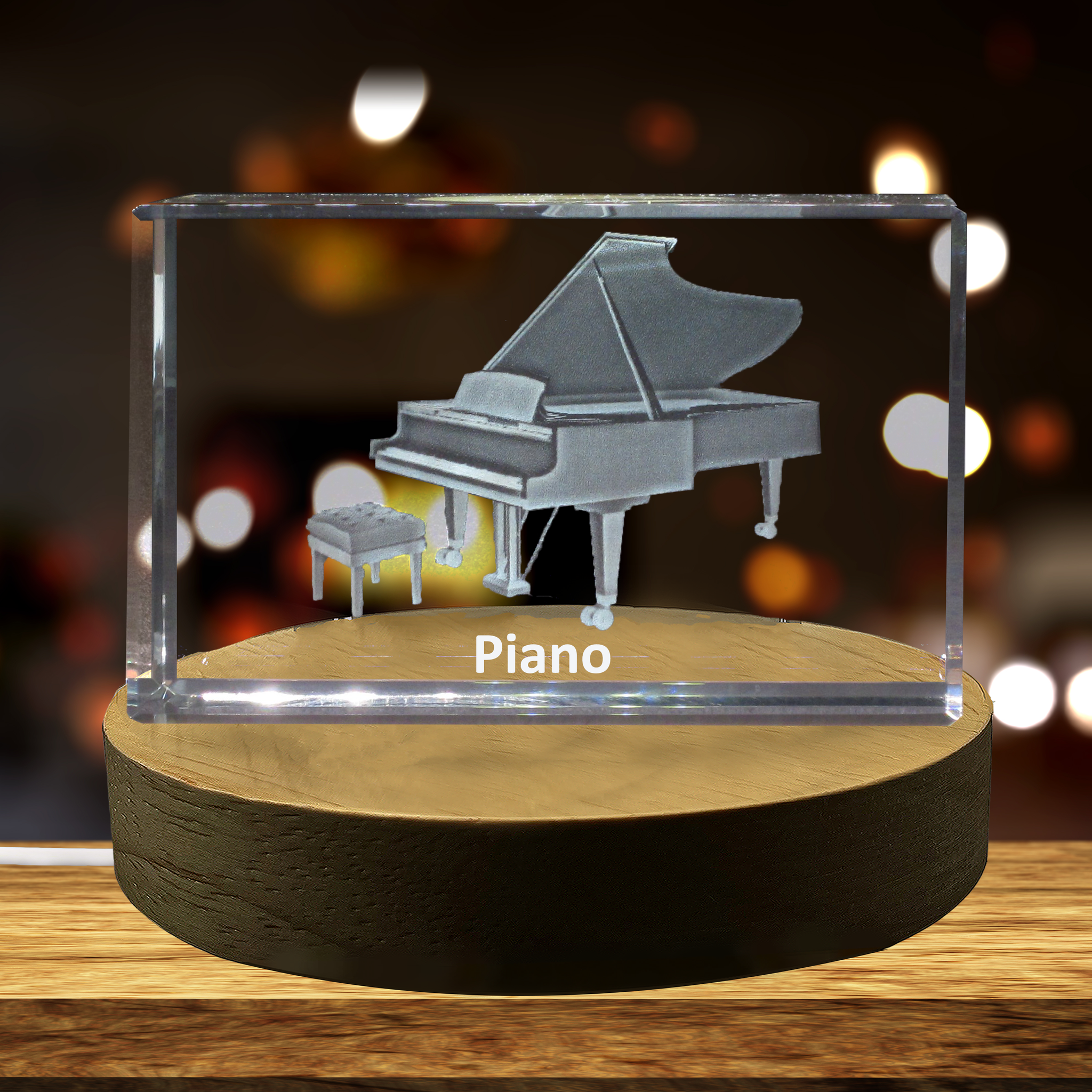High-Quality Photo Printing & Personalized Gifts - Piano 3D Engraved Crystal | Music 3D Engraved Crystal Keepsake | FreezePIX