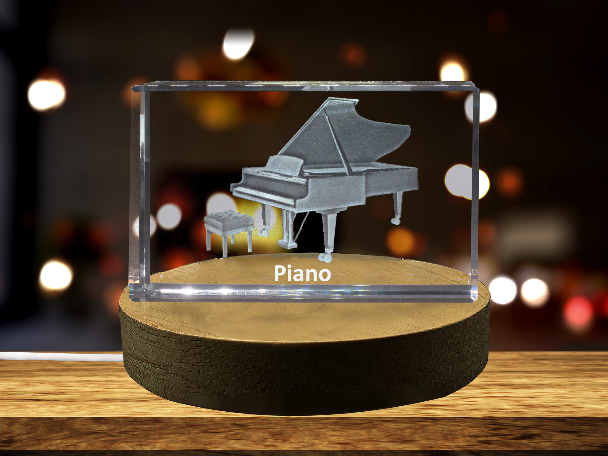 High-Quality Photo Printing & Personalized Gifts - Piano 3D Engraved Crystal | Music 3D Engraved Crystal Keepsake | FreezePIX