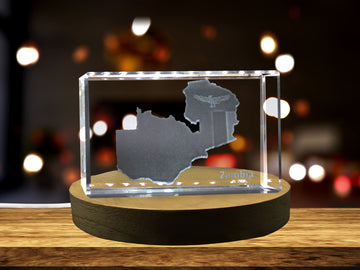 Zambia 3D Engraved Crystal 3D Engraved Crystal Keepsake/Gift/Decor/Collectible/Souvenir